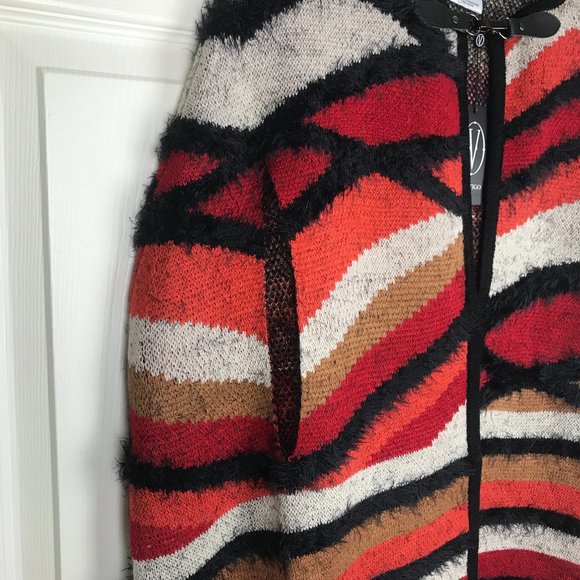 Vertigo Women's Burnt Orange Striped Cape Fringed - Picture 5 of 11